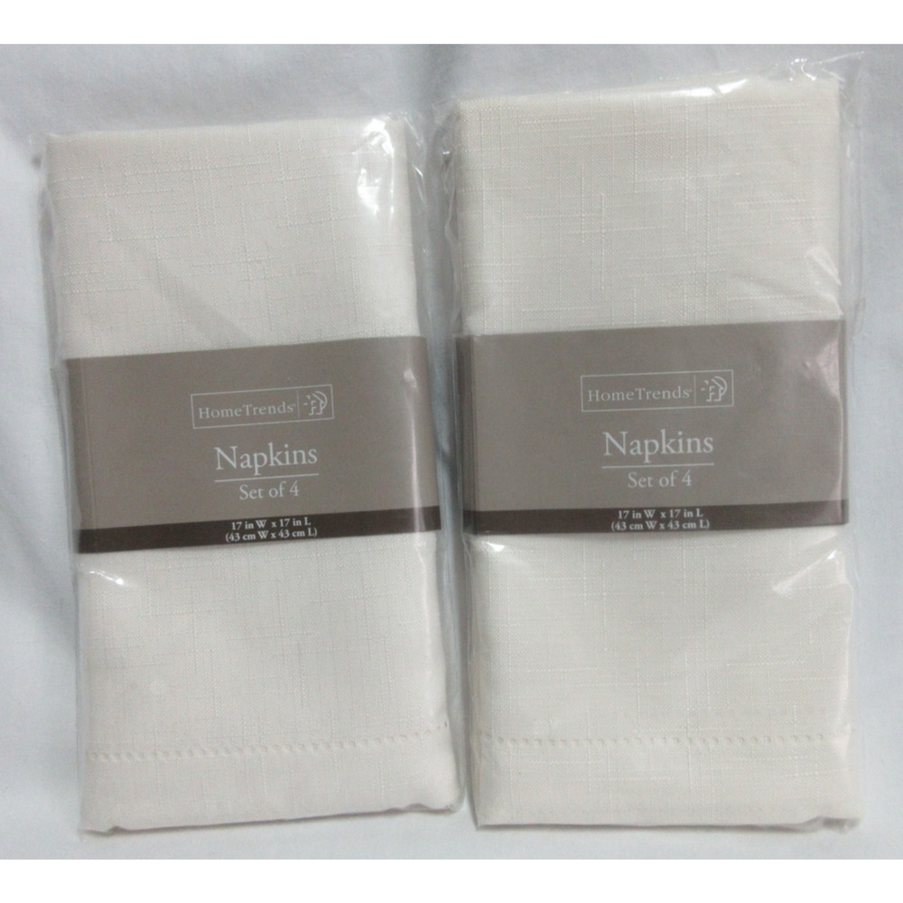 Home Trends Ivory Cloth Napkins ~ Set Of 8~ 17” W x 17” L New